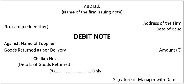 Noted meaning. Debit Note.